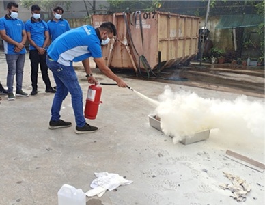 Worker safety training at Symbolsink factory
