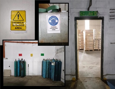 Safety equipment in Symbolsink stainless sink manufacturing plant