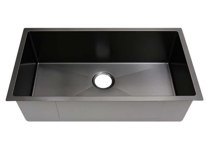 Large Black Nano Small Radius Handmade Kitchen Sink, RS-3118-B