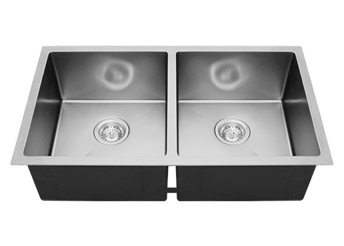 Silver Nano Double-bowl Handmade Stainless Steel Sink, RD-3218-S