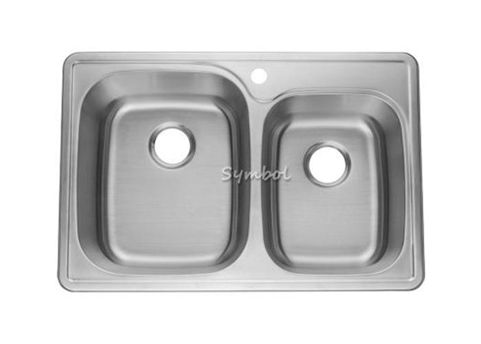 Double Basin Top Mount Stainless Kitchen Sink-SS-T3322AL-Symbol
