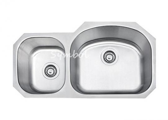Undermount Double-bowl 18 Gauge Stainless Steel Sinks , SS-3218AR