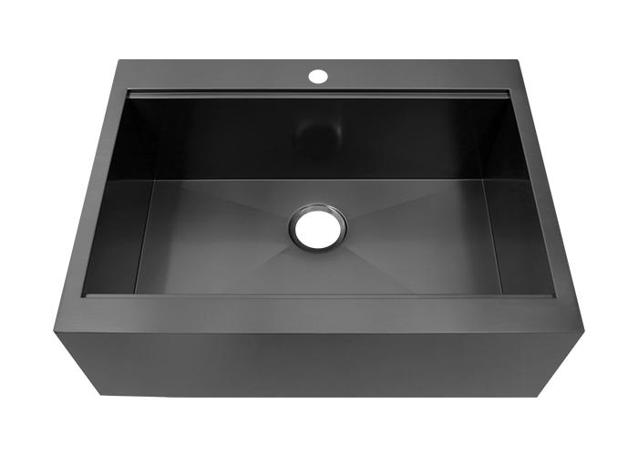 Black Nano Flat Apron Front Workstation Sink, AS-Z3023FC-B