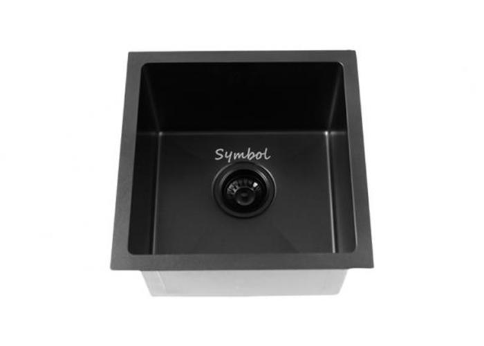 Square Black Nano Handmade Bar Kitchen Sink, RS-1515-B