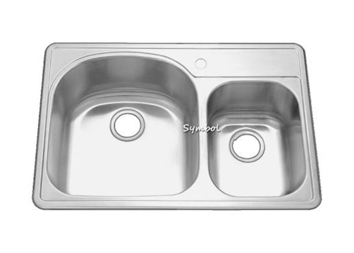 Double Bowl Topmount Kitchen Sink-SS-T3322BL-Symbol